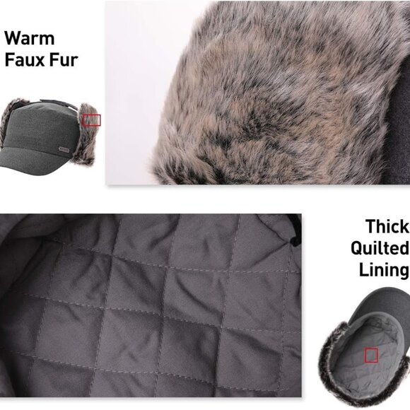 Unisex Winter Earflap Trapper Hunting Ski Hat Baseball Cap 54-62CM - Picture 6 of 7